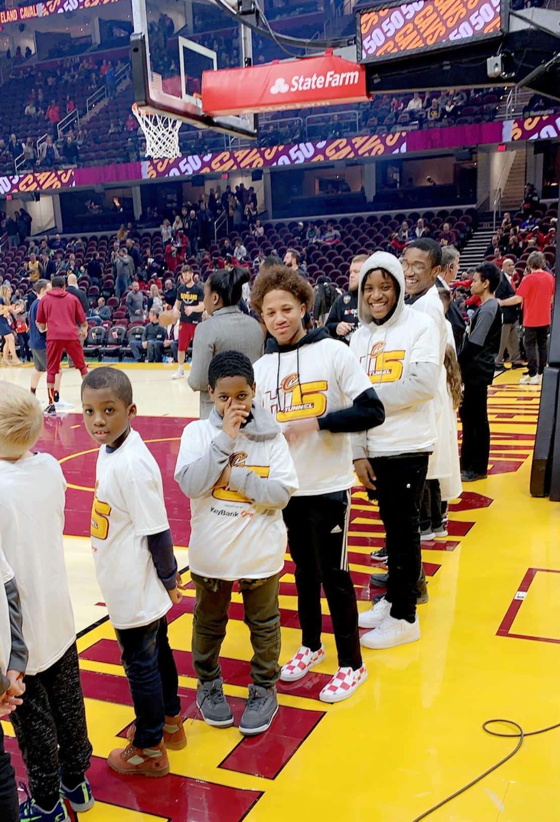 Young Men Emerge on the floor at the Cavs Game