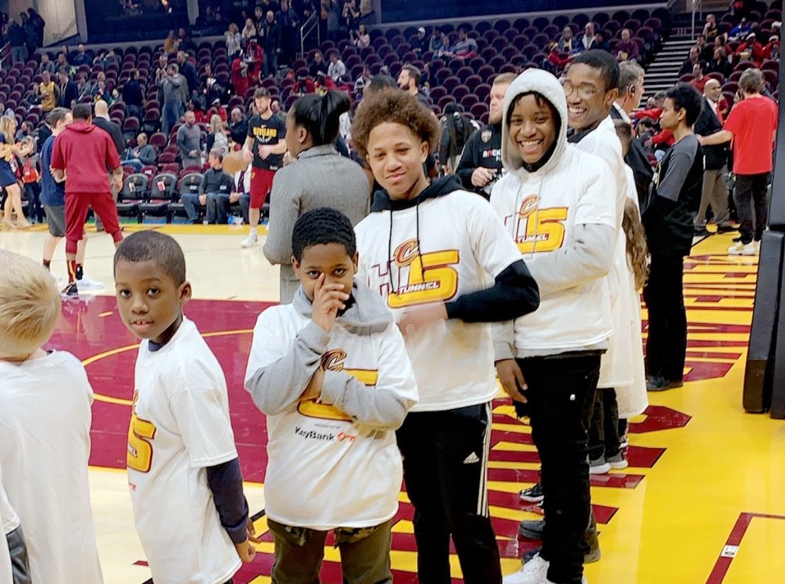Young Men Emerge on the floor at the Cavs Game